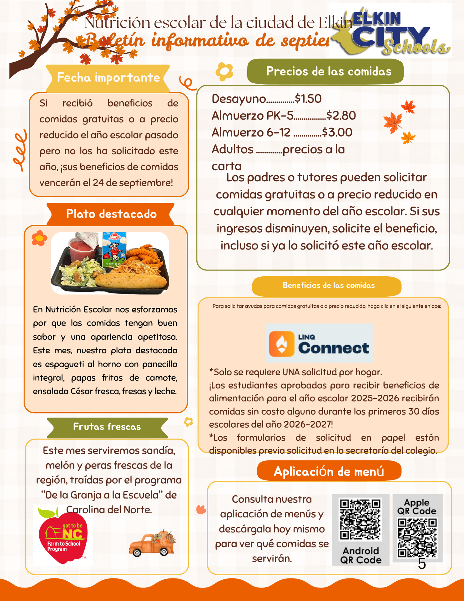 2026-2027 - September School Nutrition Newsletter - Spanish