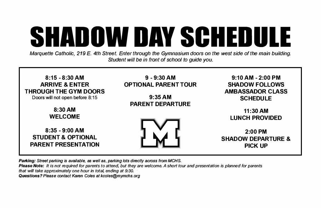 shadow day schedule