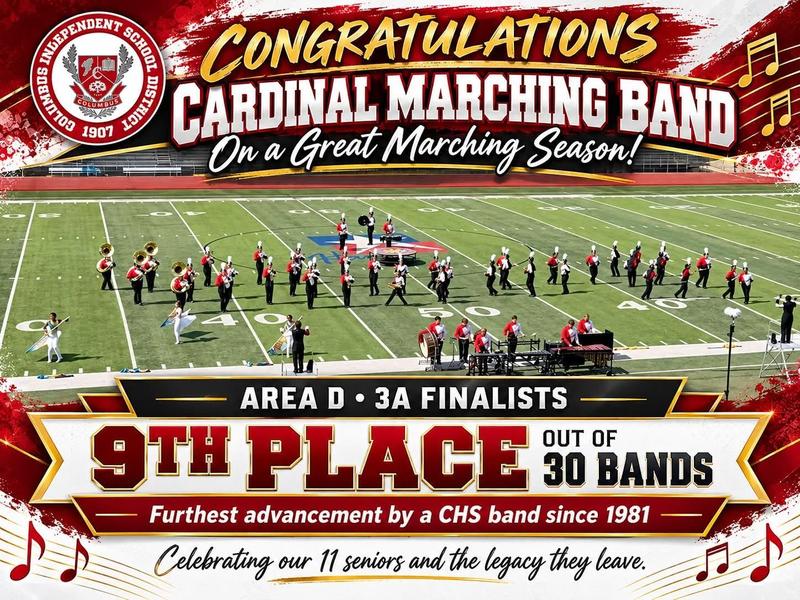 Congratulations to the Columbus Cardinal Marching Band