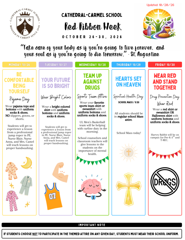 Red Ribbon Week Schedule - Oct. 26-30 Featured Photo