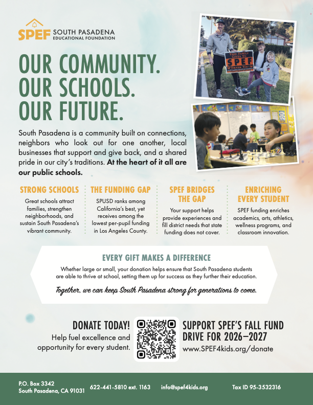 SPEF - South Pasadena Educational Foundation - Donate Today Featured Photo