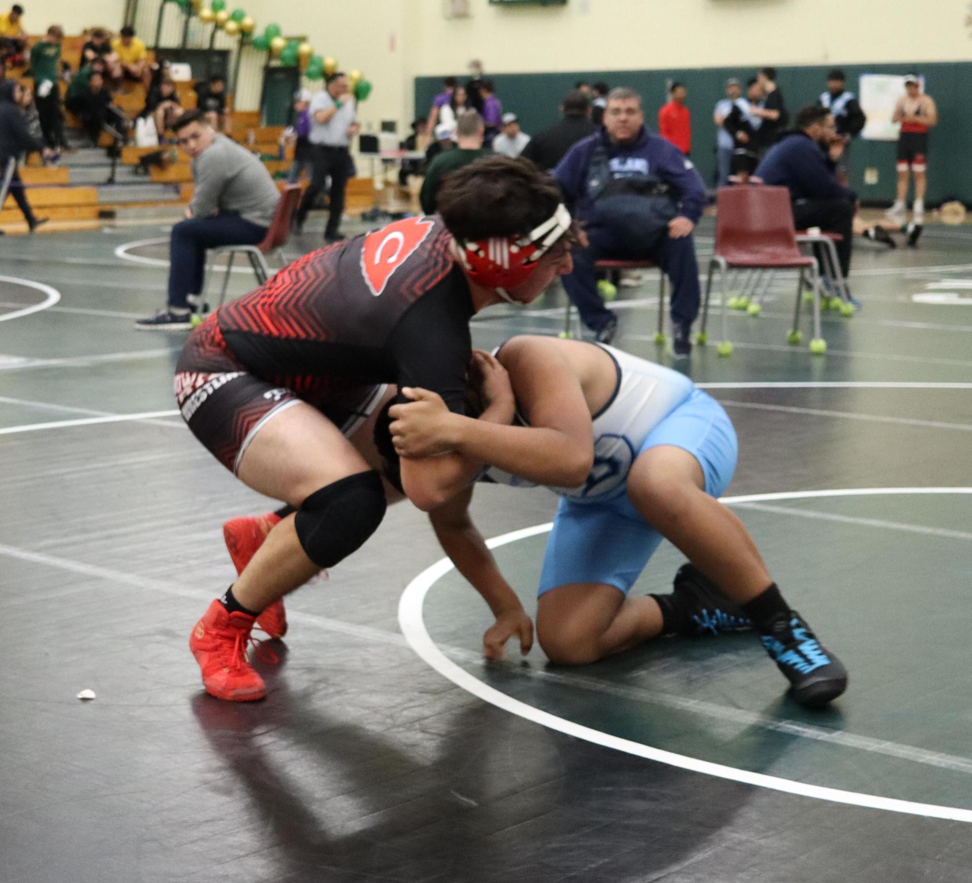 wrestlers in action at the Hawks invitational