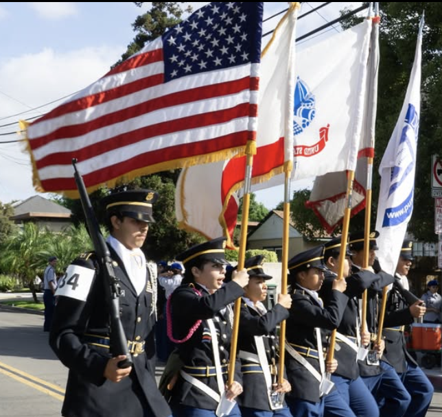 The text is a congratulatory message for the Tustin Tiller cadets. It mentions that the cadets had a successful teamwork event, placing 2nd in a competition related to the Armed Forces.
