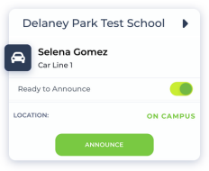 Screenshot of a test school announcing a student