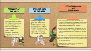 Weekly events image, with a gratitude note