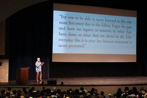 Mr. Brown presenting to students