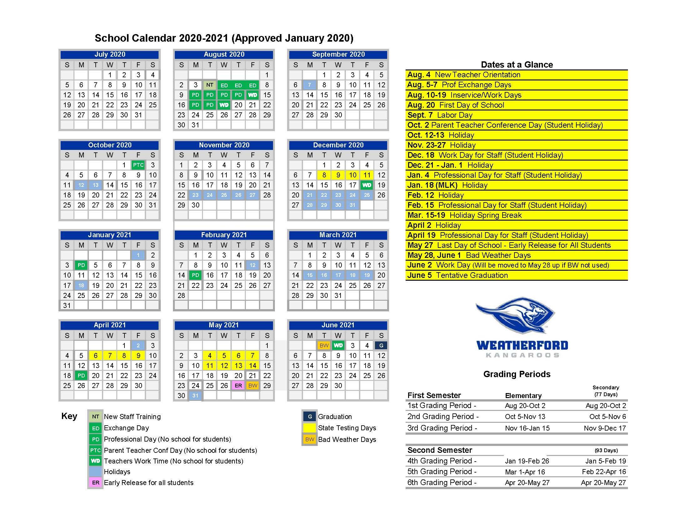 disd calendar 2021 22 Home Calendars Weatherford Independent School District disd calendar 2021 22