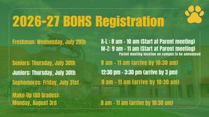 Summer Schedule for registration