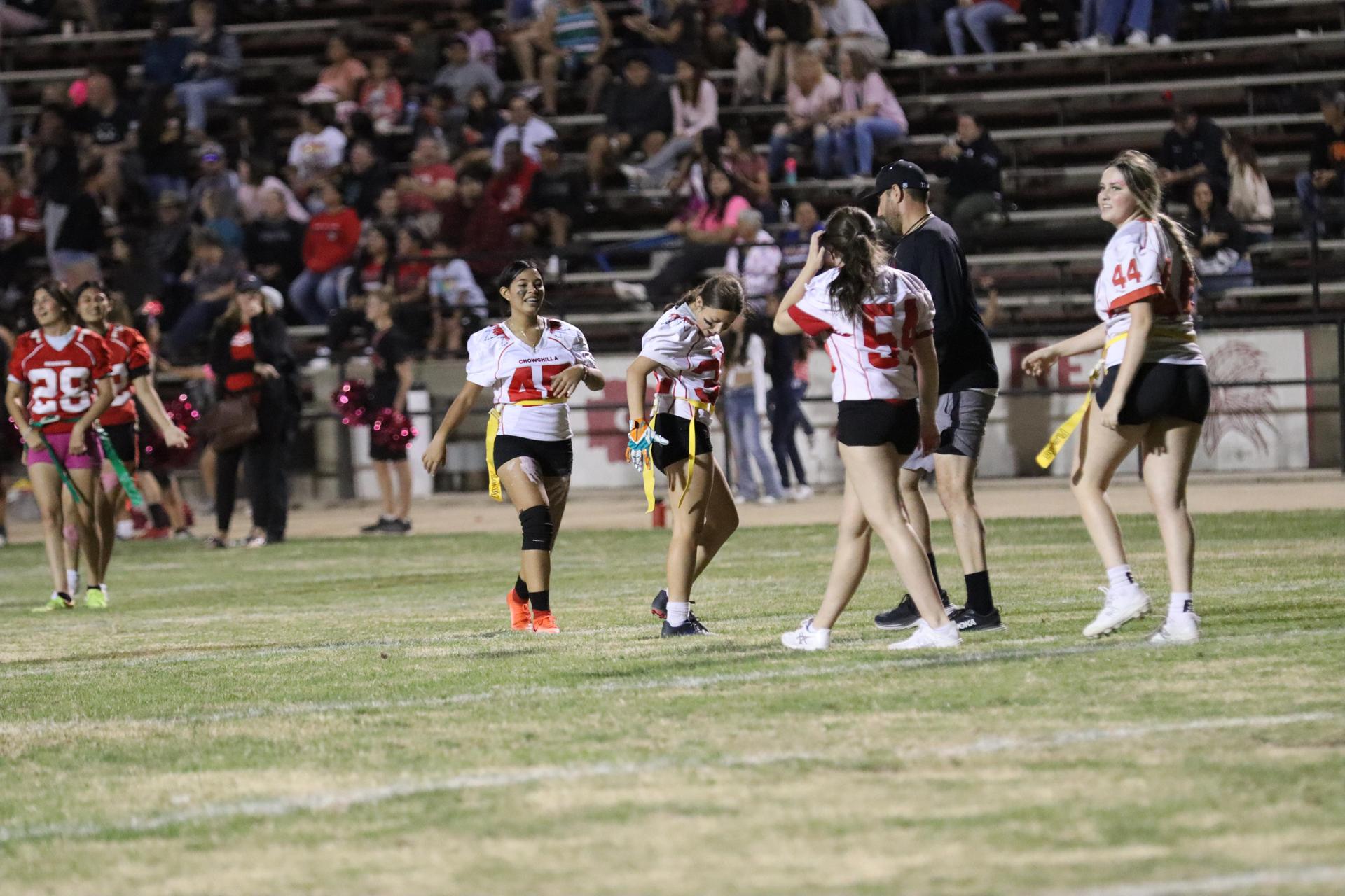 girls playing flag football