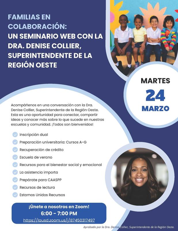 Seminario web con la superintendente de la región oeste