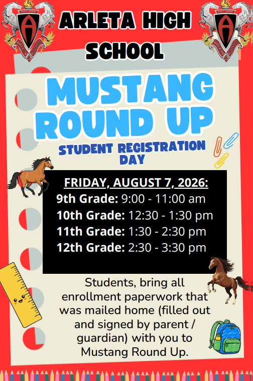 Mustang Round-Up Flyer detailing the information listed on the post.