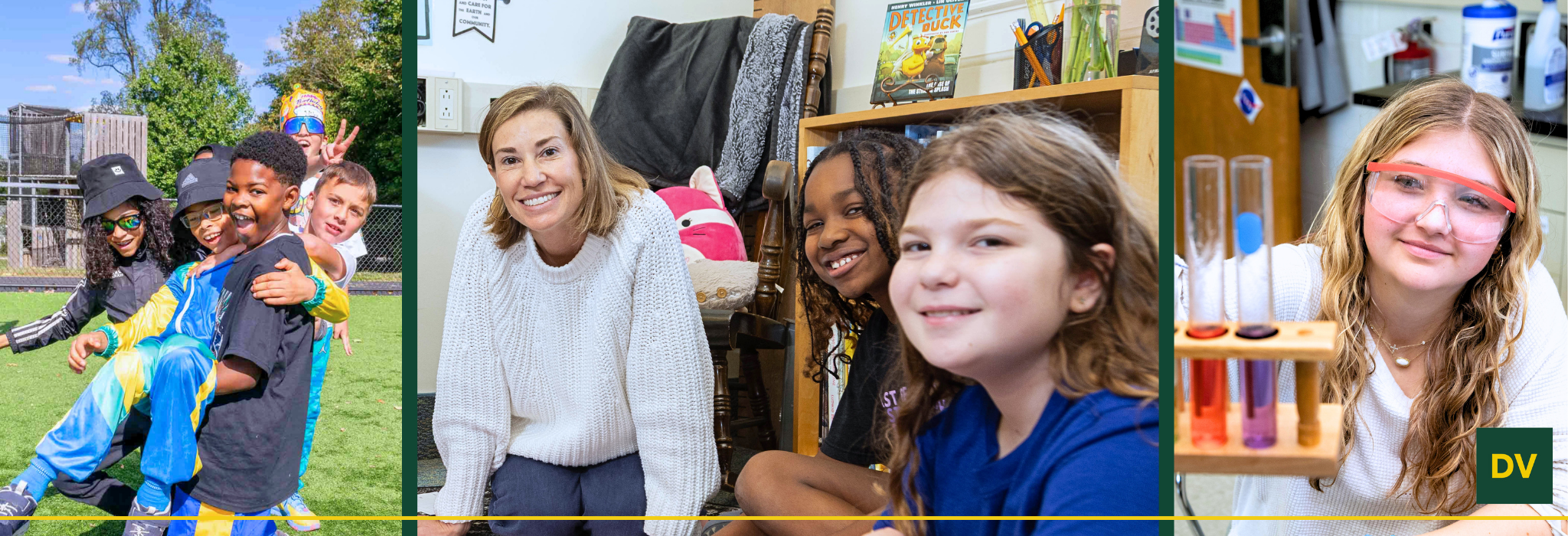 Three images of students smiling