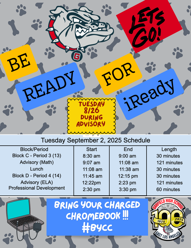 Tuesday iReady schedule