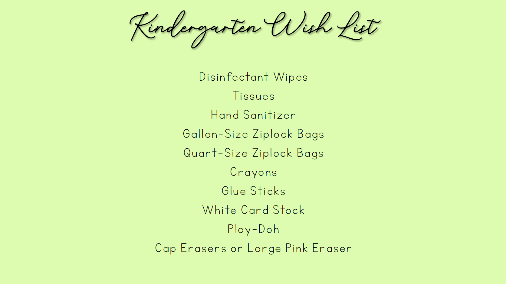 Supply List – Mrs. Jodi *Bender – Plainview Elementary School