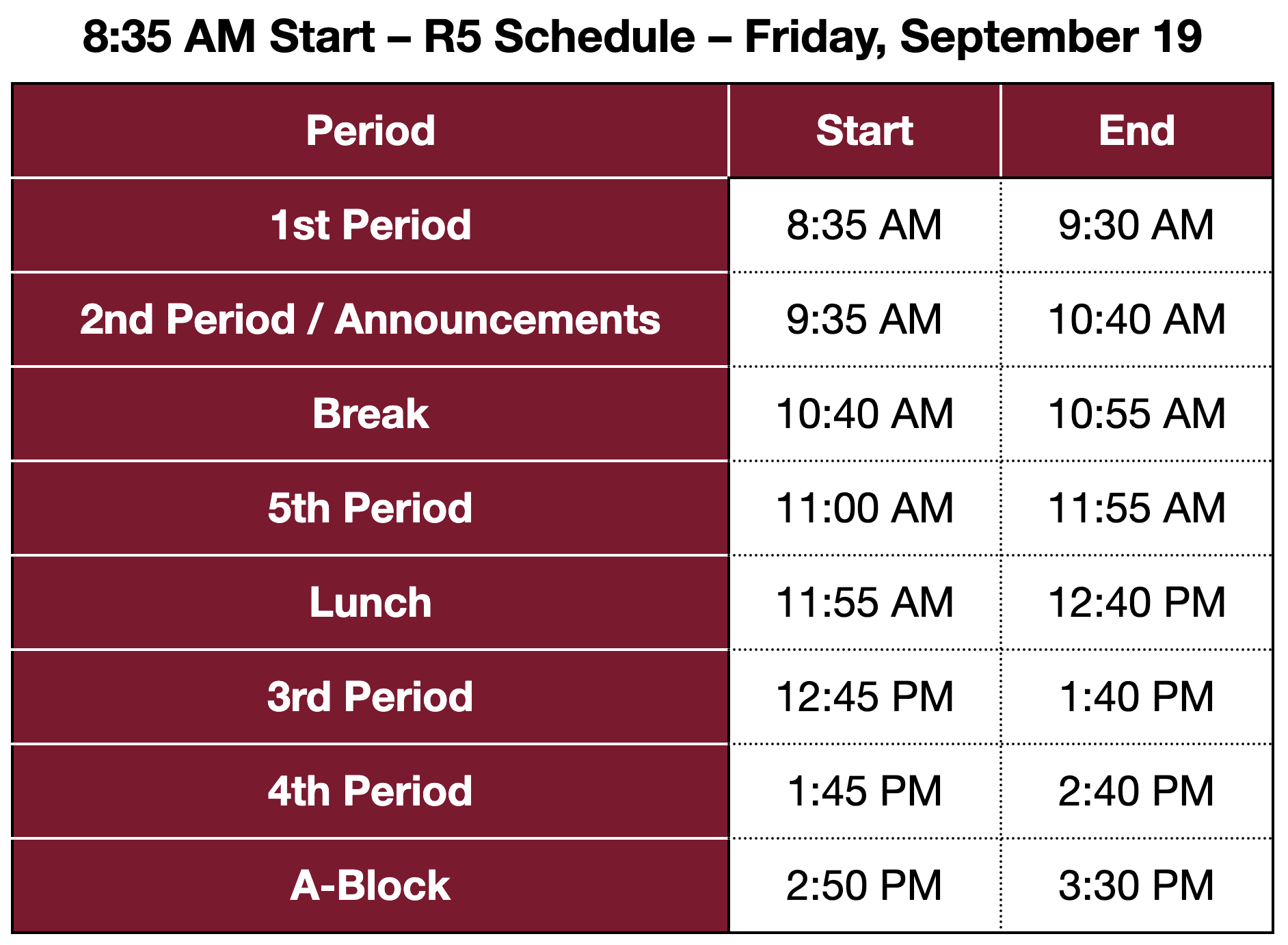 Bell Schedules Image