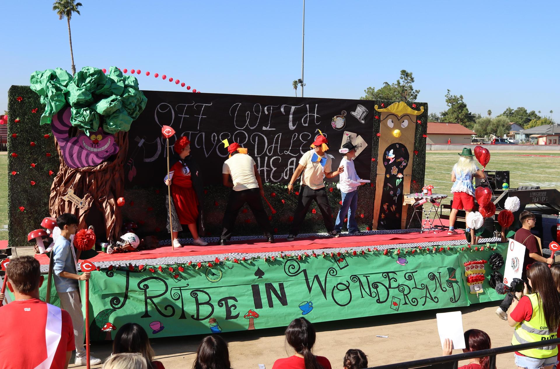 students and staff at the homecoming rally