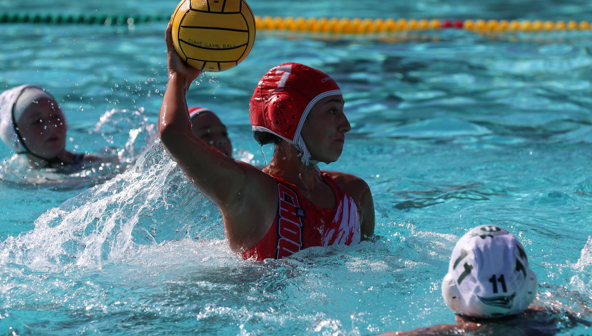 girls playing water polo against Hoover