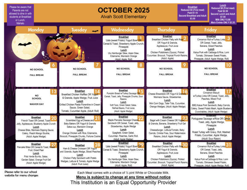 October Menu Featured Photo