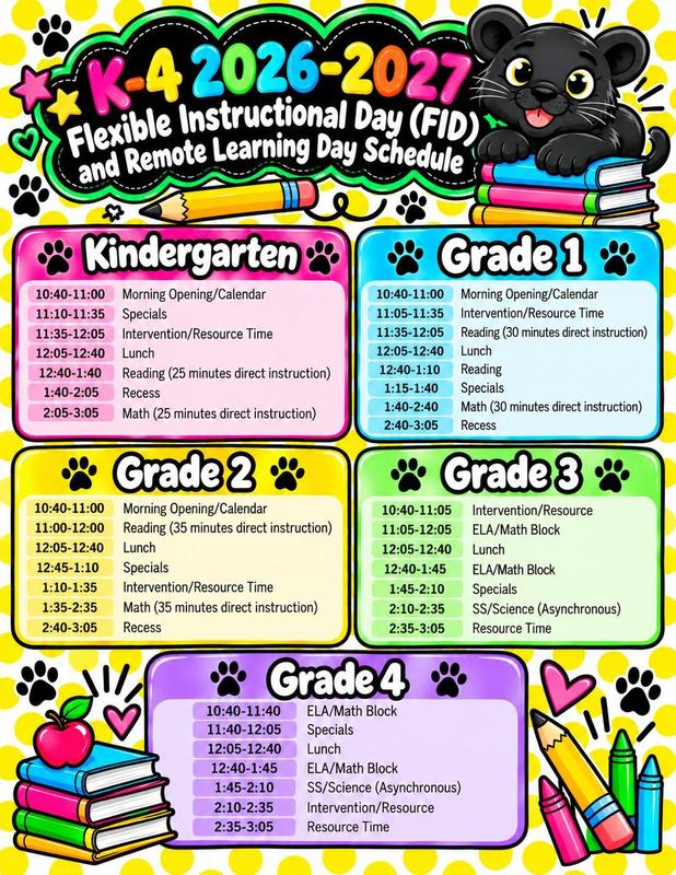 K-4 2026-2027 Flexible Instrutional Day (FID) Schedule Featured Photo