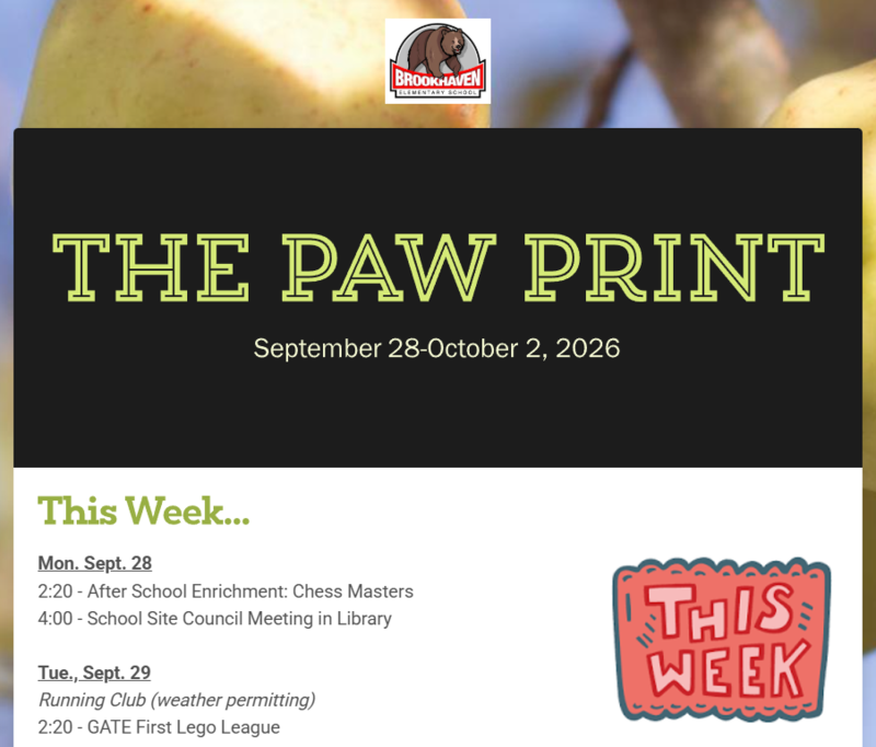 Paw Print Week of September 28