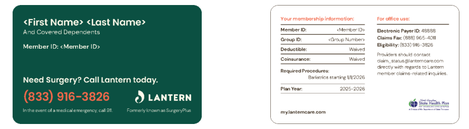 Sample of Lantern Card received in the mail.