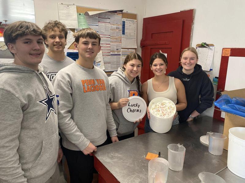 Students pose with their contest-winning ice cream