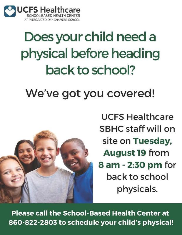 UCFS SBHC Graphic for on site physicals.