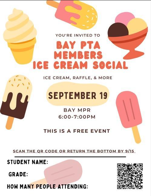 Bay PTA Members Ice Cream Social