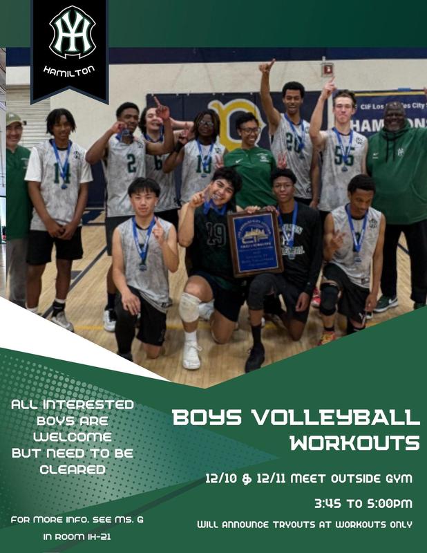 Boys Volleyball Workouts - 12/10 - 12/11 2025