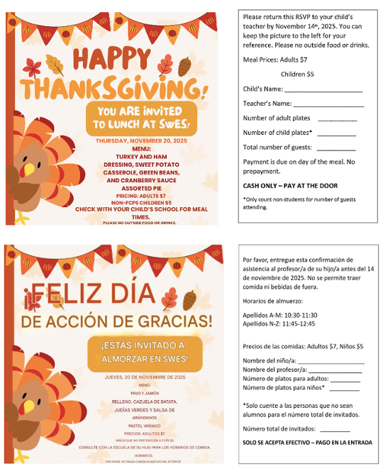 Thanksgiving 2025 Luncheon Menu and Reservation Form/Menú y formulario de reserva para el almuerzo de Acción de Gracias de 2025 Thumbnail Image