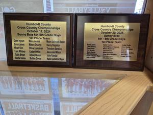 Sunny Brae Middle School Boys Cross Country Championship Plaques 2024 & 2025