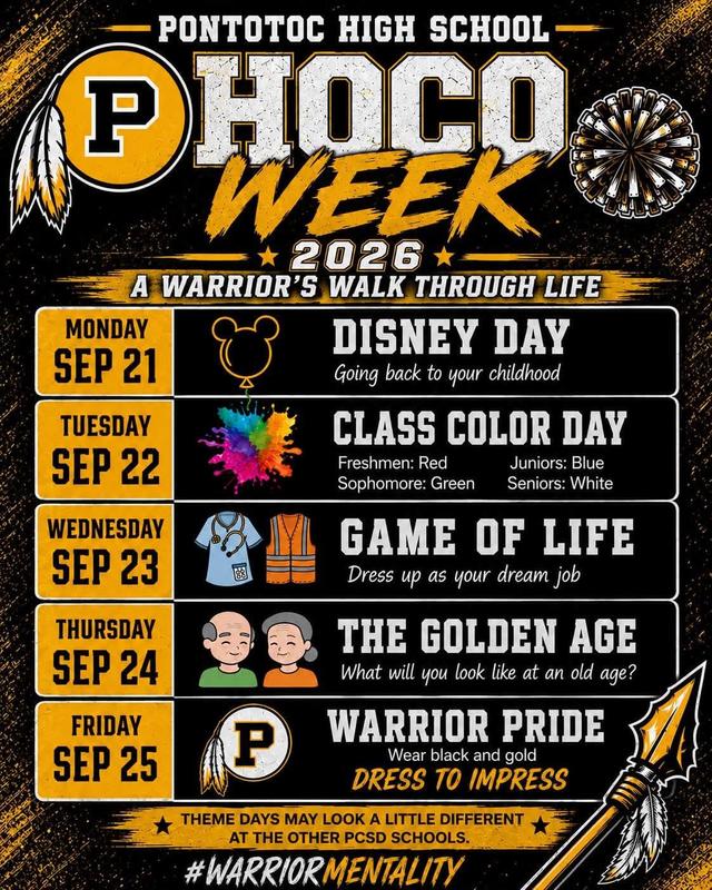 Infographic of homecoming dress up days.