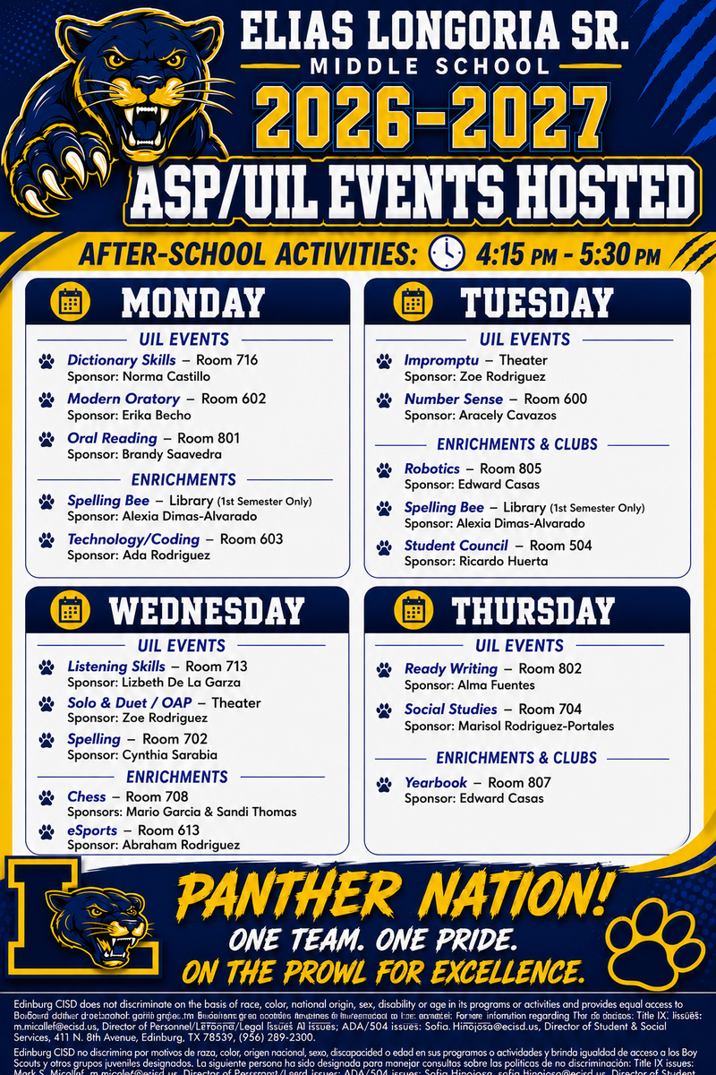 ASP UIL schedule