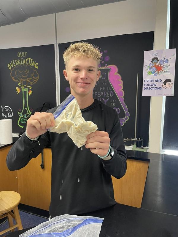 Southeast High Science Student Homemade Ice Cream Made in a Zip Loc Bag Photo
