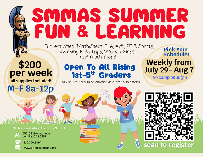 Colorful summer camp flyer with cartoon happy kids