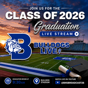bulldogs live graduation day background of football field and sunset