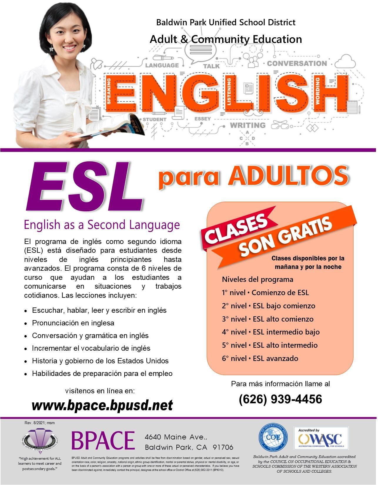 English As A Second Language - English As A Second Language - Baldwin Park  Adult & Community Education