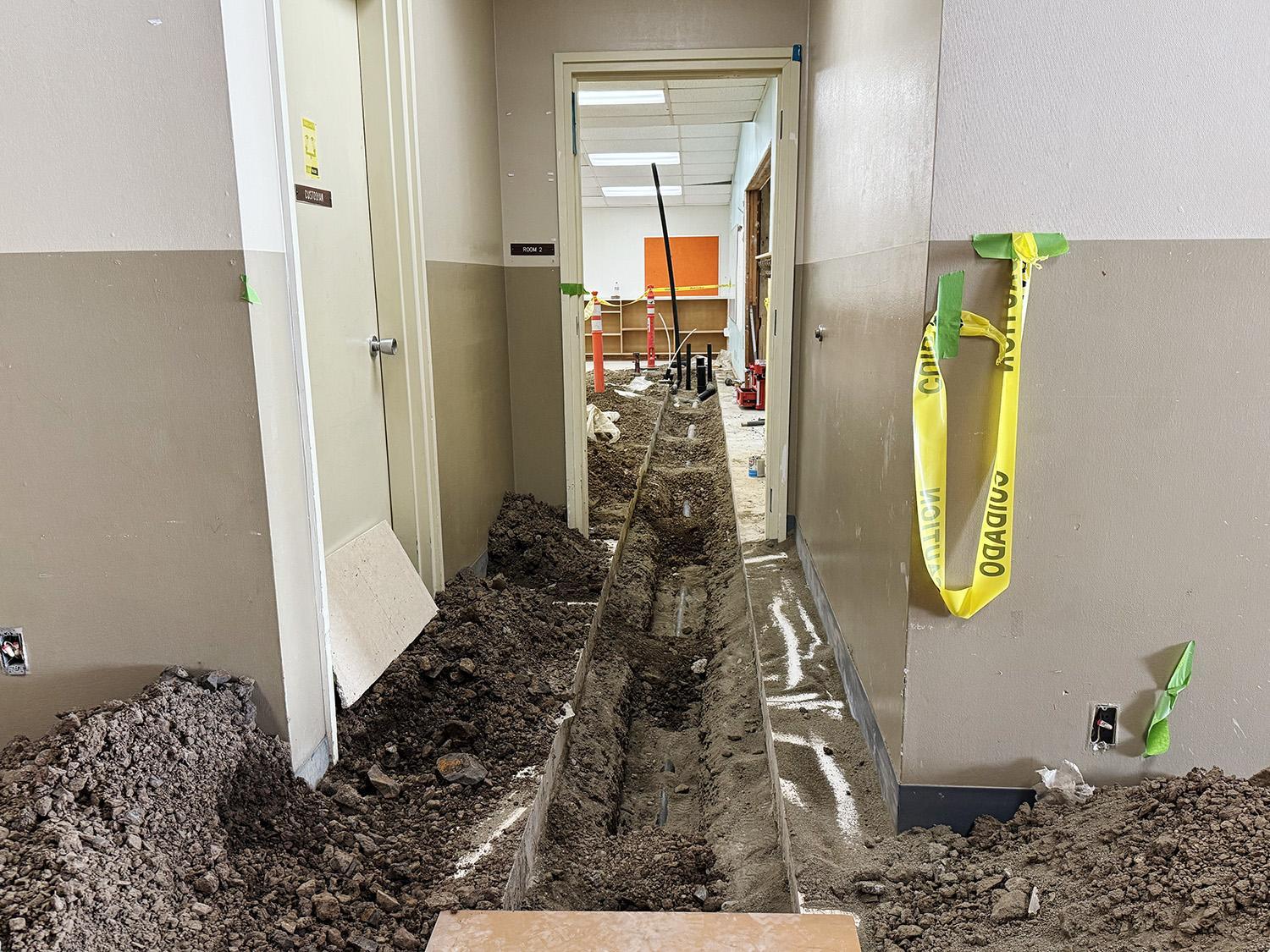 new plumbing trench for pre-K classroom