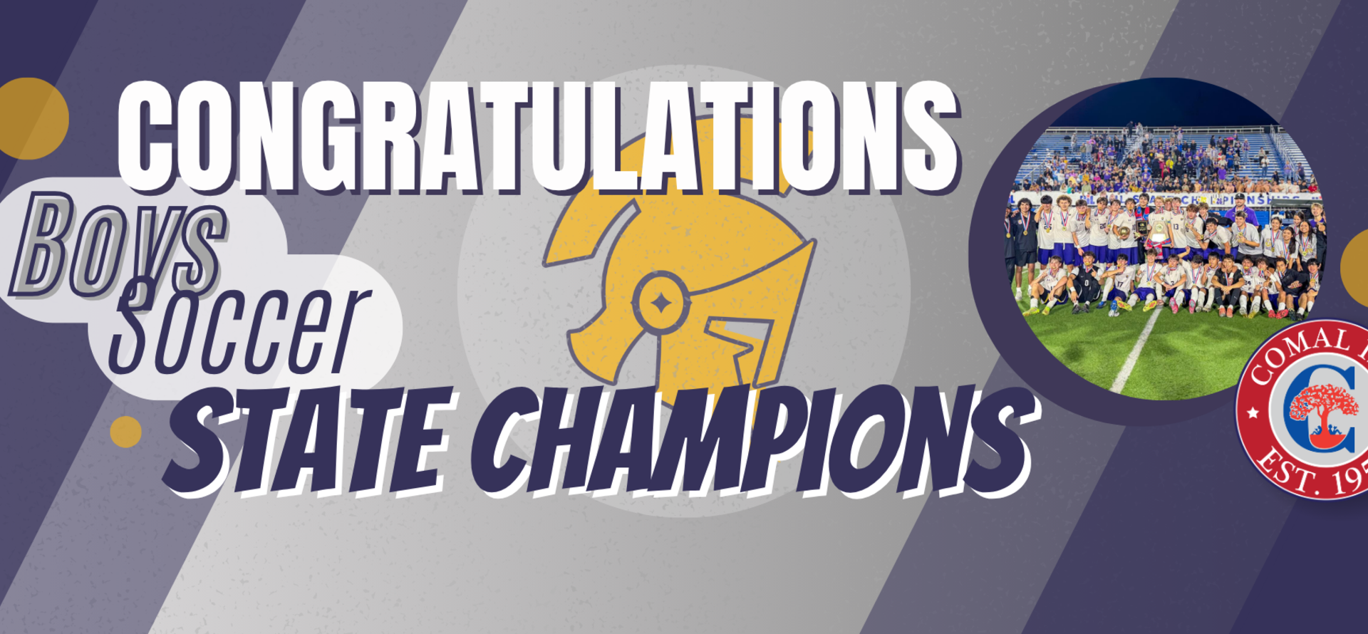 congratulations to the PHS boys soccer new state champions. Group photo of team on the field.