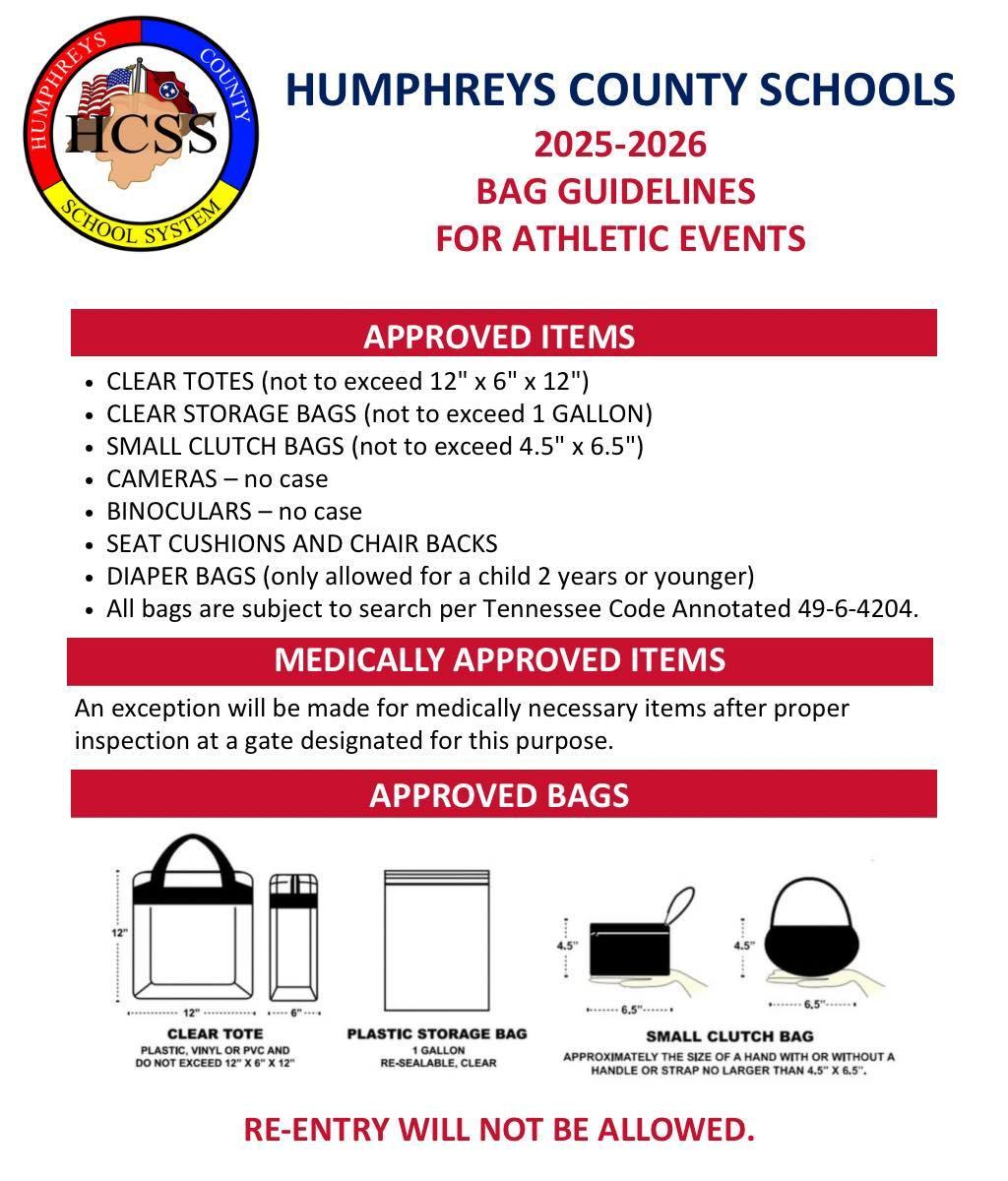 Bag guidelines for athletic events