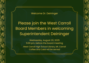 Welcome Superintendent Deininger