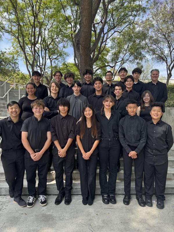 Members of the SPHS Jazz Ensemble pause for a photo during the Mt. SAC Jazz Festival. (Photo Courtesy of Tim Orindgreff)