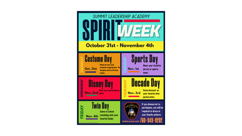 Spirit Week is here! Oct. 1st - Nov. 4th