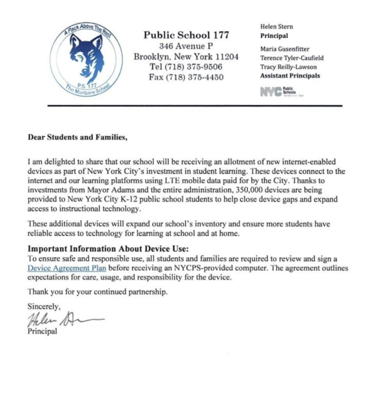 wolf, ps 177 letter