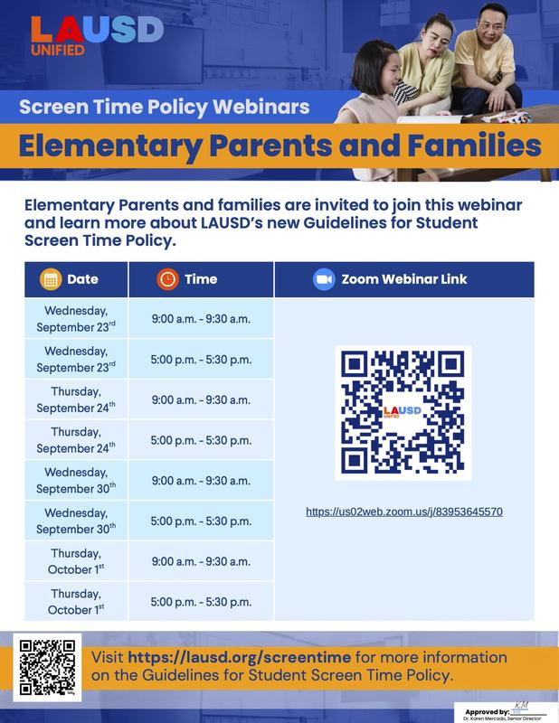 webinar for families on screen time policy