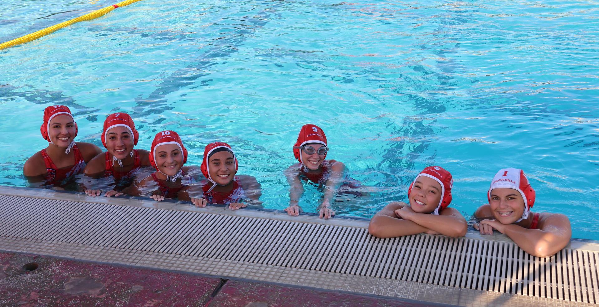 girls playing water polo against Sanger West