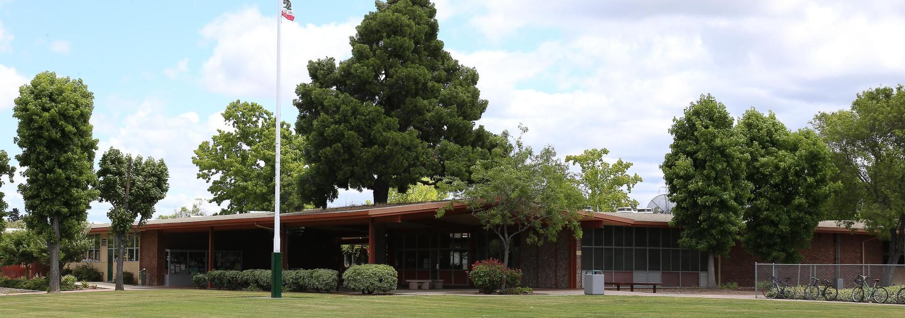 A view of the front of the school