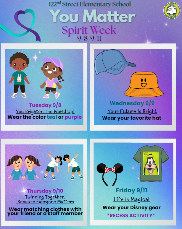 Flyer showcasing the You Matter Spirit Week