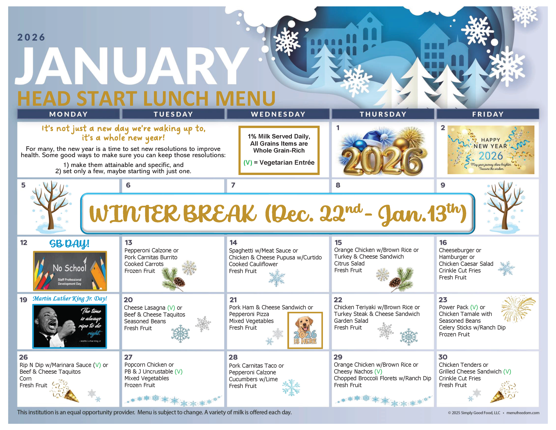 Head Start Lunch Menu (click to view)