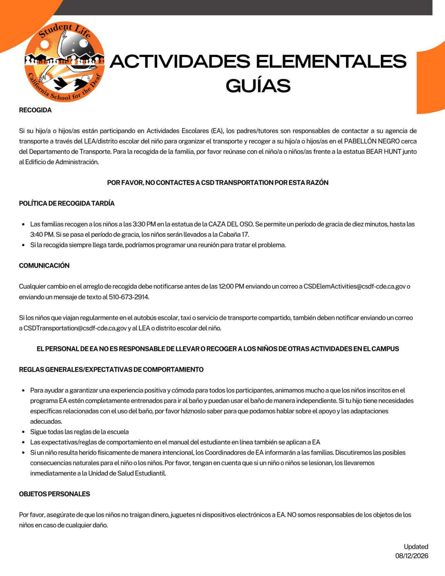 letter to families spanish